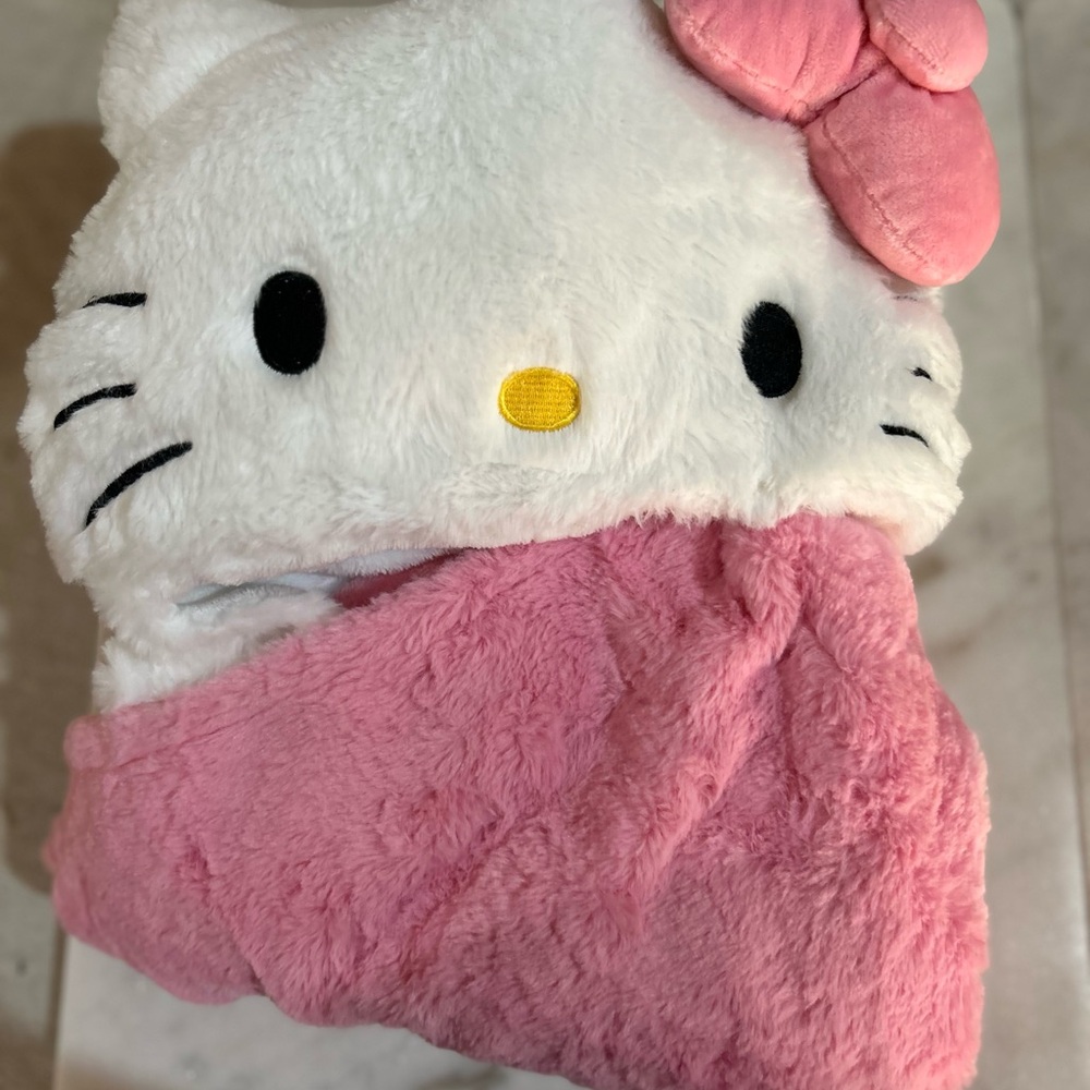 Hello Kitty Pink and White Plush Blanket